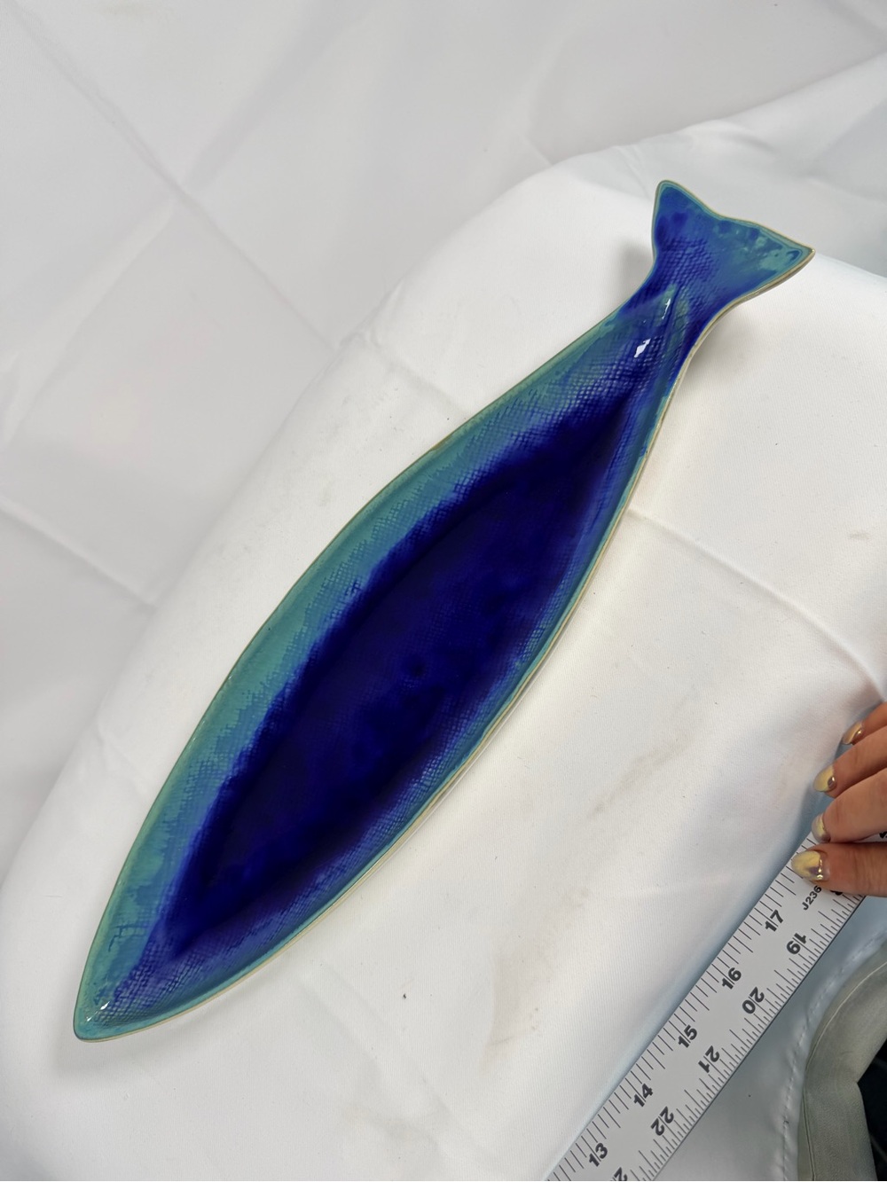 CRATE & BARREL Large Ceramic Dish Platter Fish Tropical Large Plate Nautical - Picture 2 of 11
